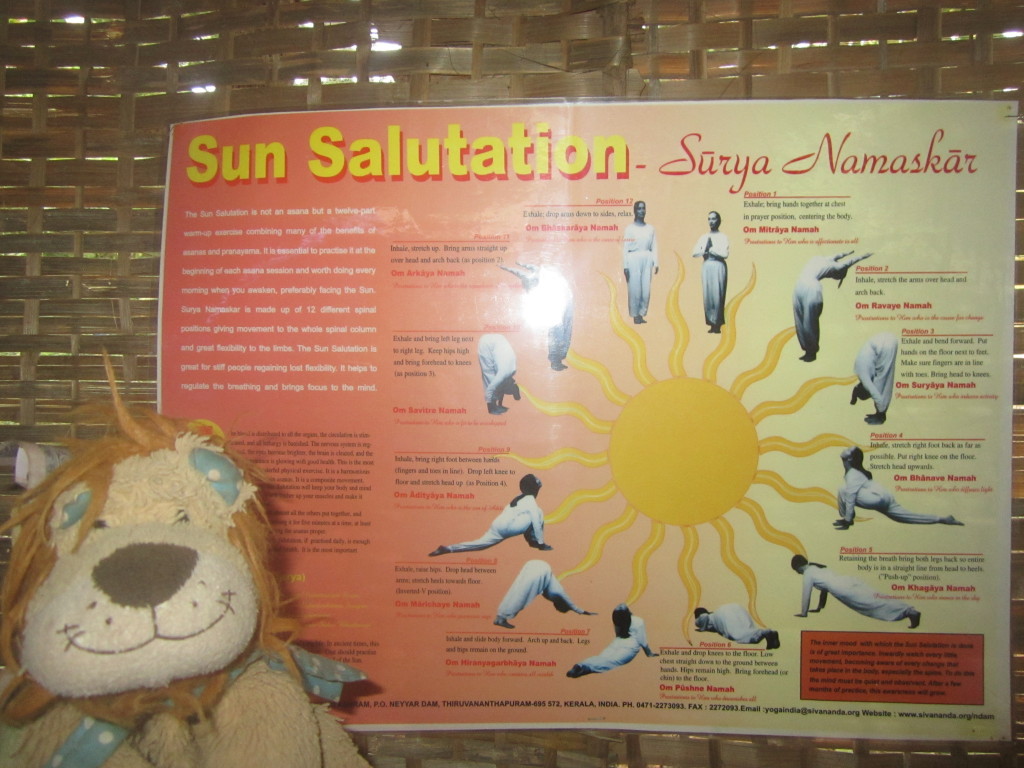 Lewis practises the stages of the Sun Salutation