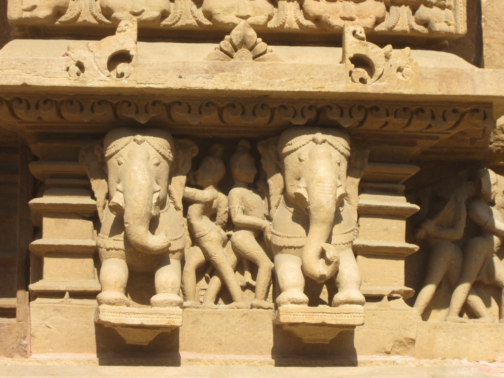Some of the many elephant sculptures
